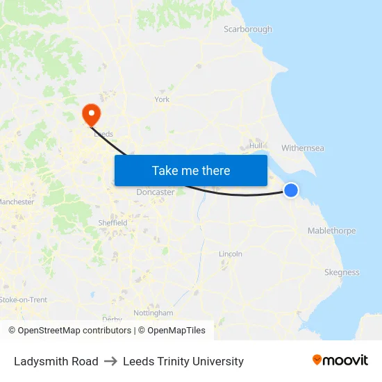 Ladysmith Road to Leeds Trinity University map