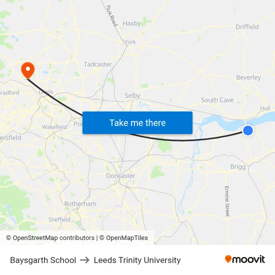 Baysgarth School to Leeds Trinity University map