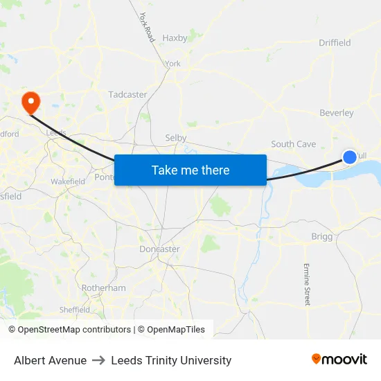 Albert Avenue to Leeds Trinity University map