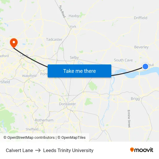 Calvert Lane to Leeds Trinity University map