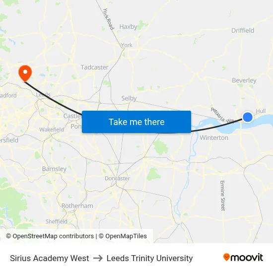 Sirius Academy West to Leeds Trinity University map