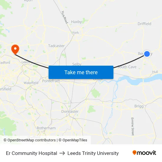 Er Community Hospital to Leeds Trinity University map