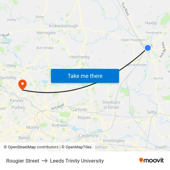 Rougier Street to Leeds Trinity University map