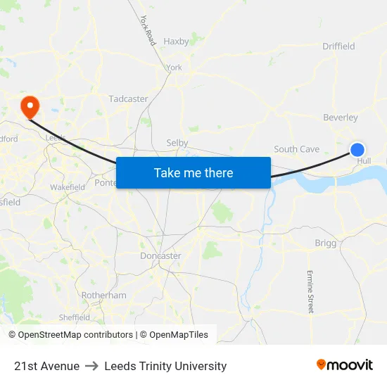 21st Avenue to Leeds Trinity University map