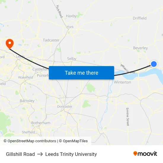 Gillshill Road to Leeds Trinity University map