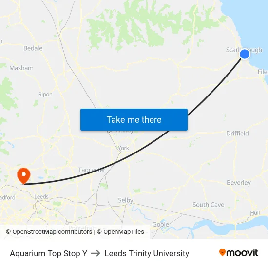 Aquarium Top Stop Y to Leeds Trinity University map