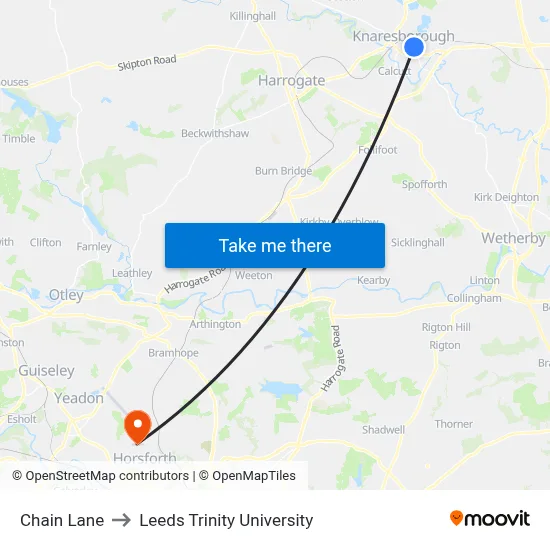 Chain Lane to Leeds Trinity University map