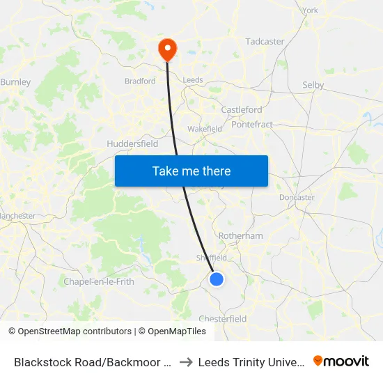 Blackstock Road/Backmoor Road to Leeds Trinity University map