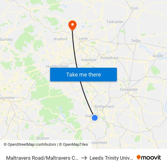 Maltravers Road/Maltravers Crescent to Leeds Trinity University map