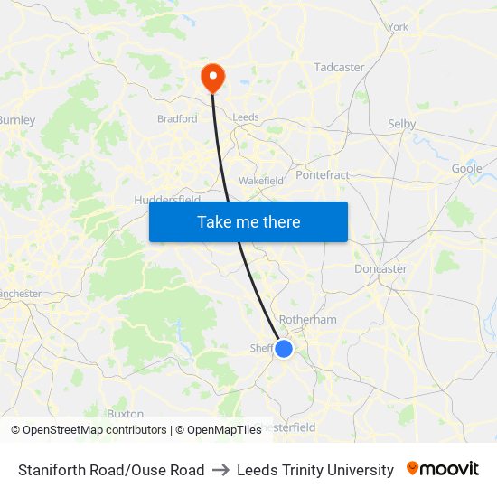 Staniforth Road/Ouse Road to Leeds Trinity University map