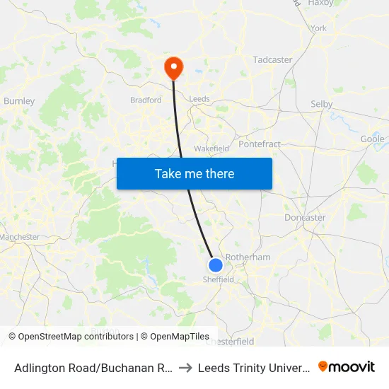 Adlington Road/Buchanan Road to Leeds Trinity University map