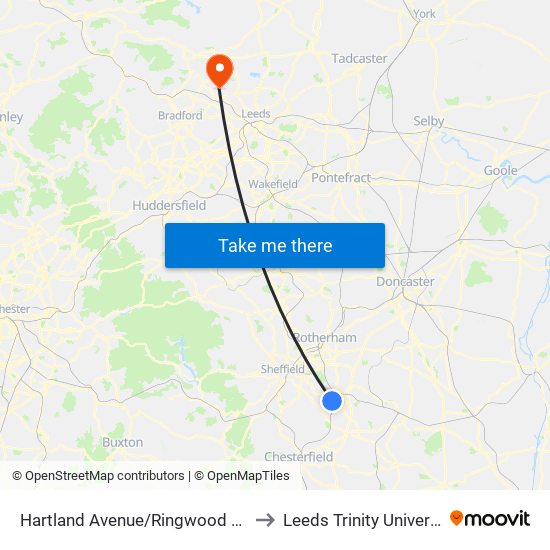 Hartland Avenue/Ringwood Drive to Leeds Trinity University map
