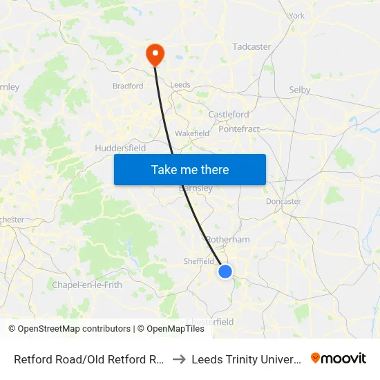 Retford Road/Old Retford Road to Leeds Trinity University map