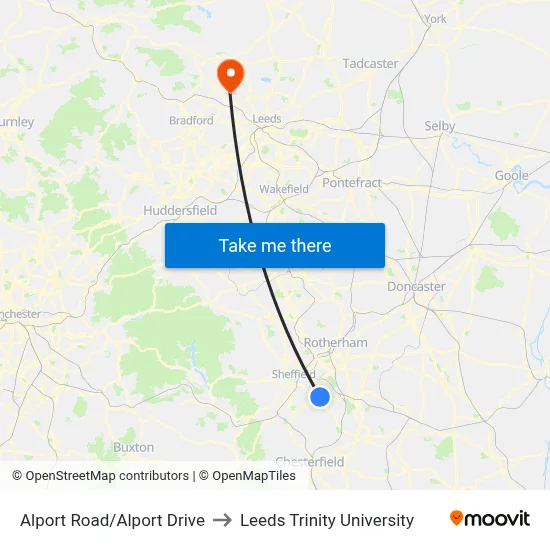Alport Road/Alport Drive to Leeds Trinity University map