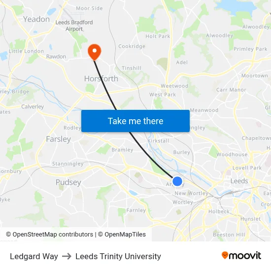 Ledgard Way to Leeds Trinity University map