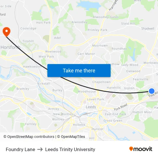 Foundry Lane to Leeds Trinity University map