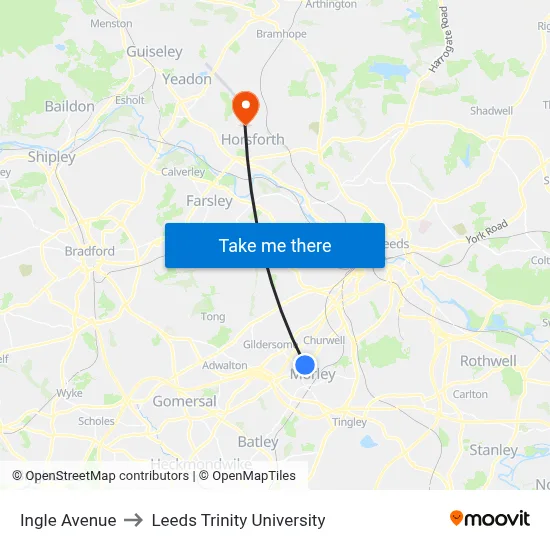 Ingle Avenue to Leeds Trinity University map