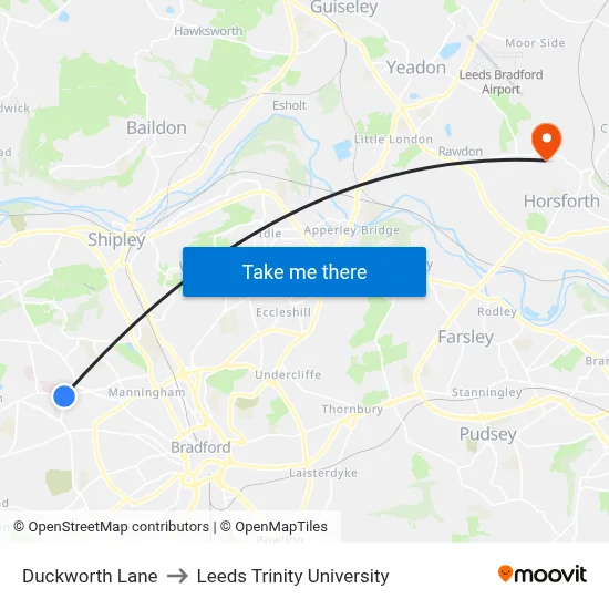Duckworth Lane to Leeds Trinity University map