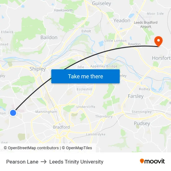 Pearson Lane to Leeds Trinity University map