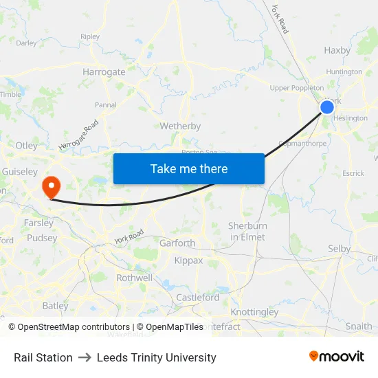 Rail Station to Leeds Trinity University map