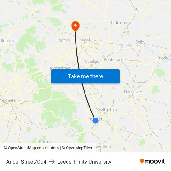 Angel Street/Cg4 to Leeds Trinity University map
