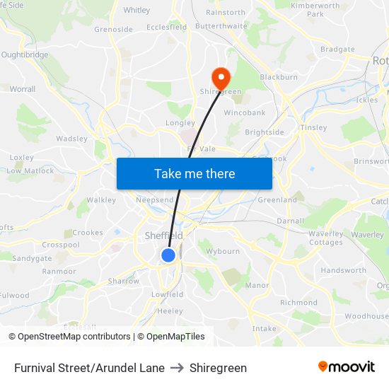 Furnival Street/Arundel Lane to Shiregreen map