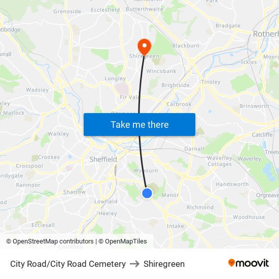 City Road/City Road Cemetery to Shiregreen map