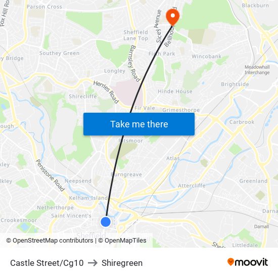 Castle Street/Cg10 to Shiregreen map