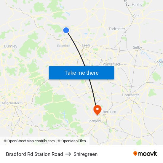 Bradford Rd Station Road to Shiregreen map