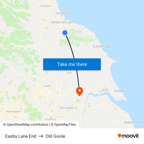 Easby Lane End to Old Goole map