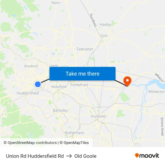 Union Rd Huddersfield Rd to Old Goole map