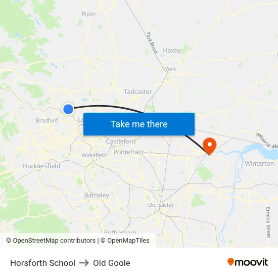 Horsforth School to Old Goole map