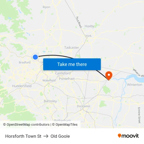 Horsforth Town St to Old Goole map
