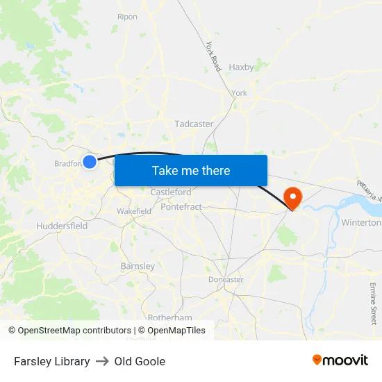 Farsley Library to Old Goole map
