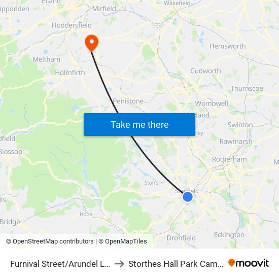 Furnival Street/Arundel Lane to Storthes Hall Park Campus map