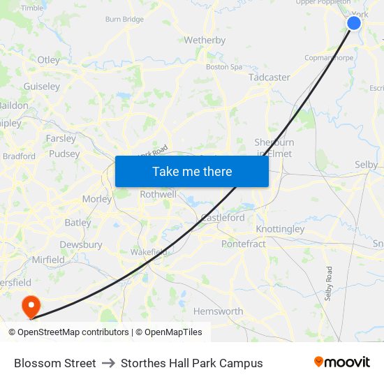 Blossom Street to Storthes Hall Park Campus map