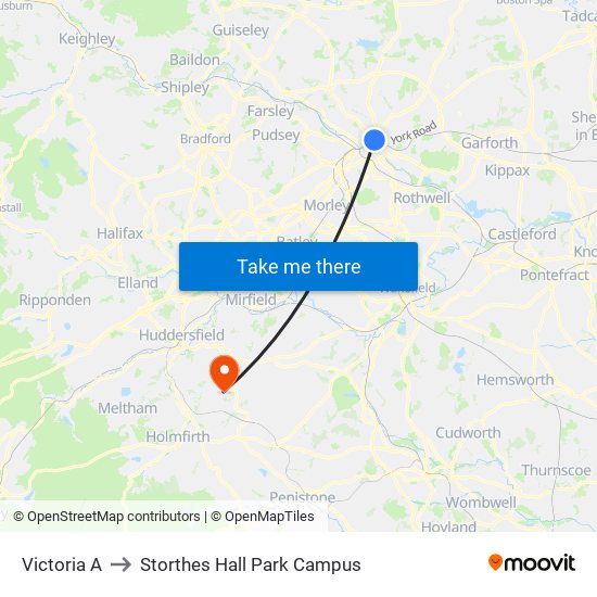 Victoria A to Storthes Hall Park Campus map