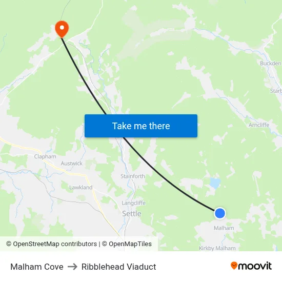 Malham Cove to Ribblehead Viaduct map