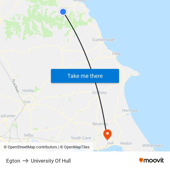 Egton to University Of Hull map