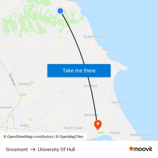 Grosmont to University Of Hull map