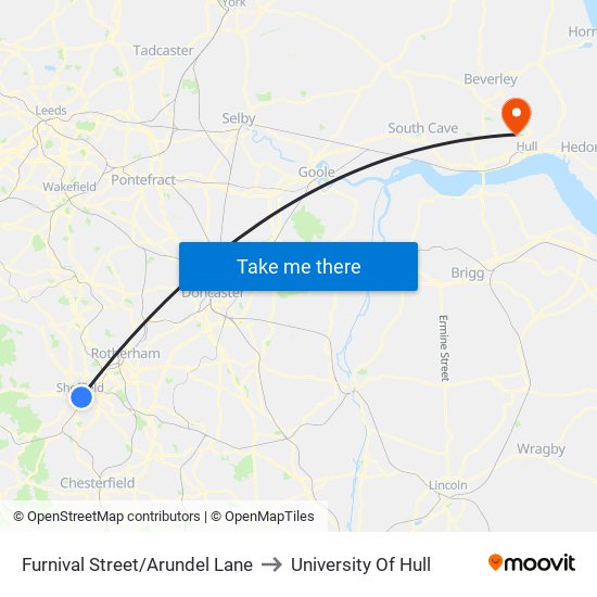 Furnival Street/Arundel Lane to University Of Hull map