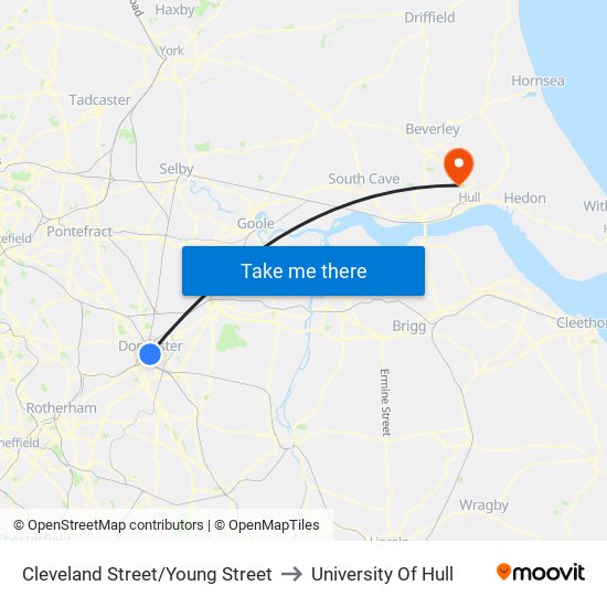 Cleveland Street/Young Street to University Of Hull map
