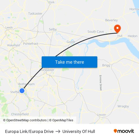 Europa Link/Europa Drive to University Of Hull map