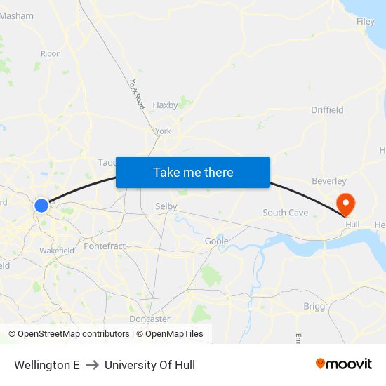 Wellington E to University Of Hull map