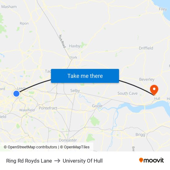 Ring Rd Royds Lane to University Of Hull map