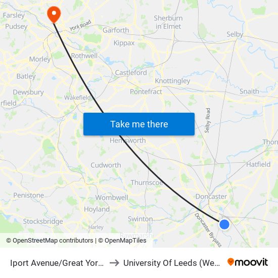 Iport Avenue/Great Yorkshire Way to University Of Leeds (West Campus) map