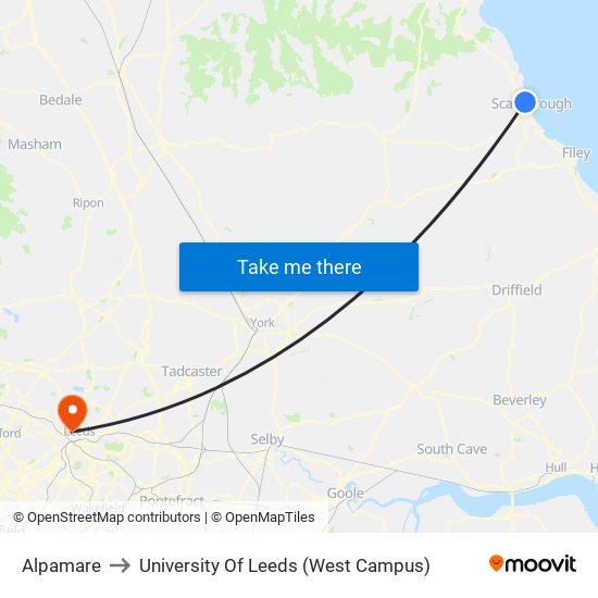 Alpamare to University Of Leeds (West Campus) map