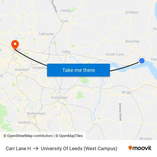 Carr Lane H to University Of Leeds (West Campus) map