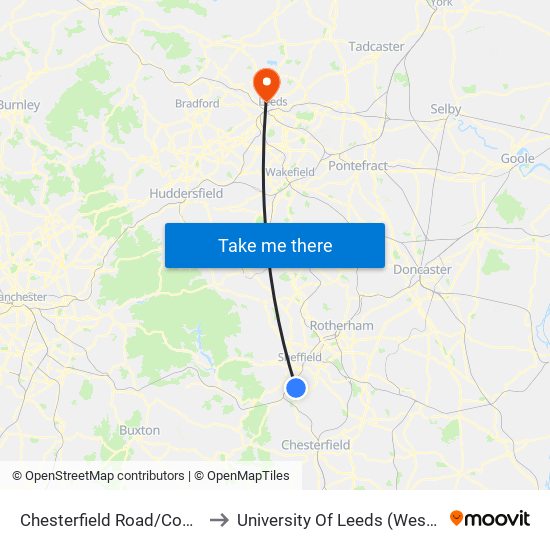 Chesterfield Road/Cobnar Road to University Of Leeds (West Campus) map