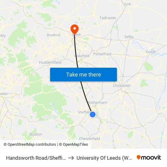 Handsworth Road/Sheffield Parkway to University Of Leeds (West Campus) map